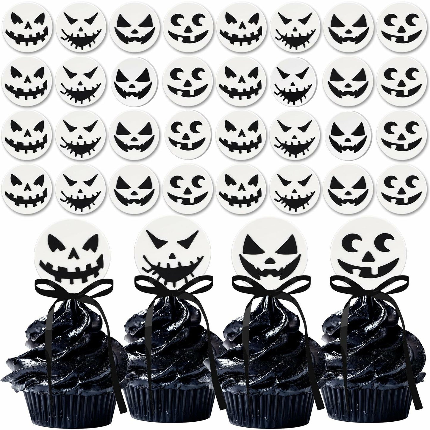 Amyhill Halloween Ghost Cupcake Toppers Rings 48 Pack Party Supplies