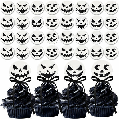 Amyhill Halloween Ghost Cupcake Toppers Rings 48 Pack Party Supplies