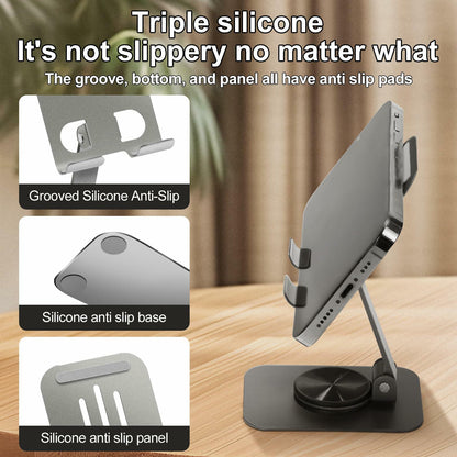 Joe zlvy Cell Phone Stand 360° Rotatable Adjustable Foldable Silvery