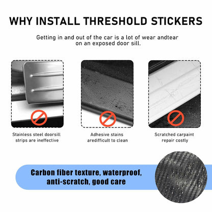 povtii 4PCS Car Door Sill Protector 3D Carbon Fiber Green Anti-Scratch