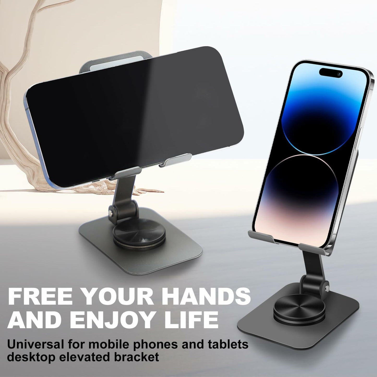 Joe zlvy Cell Phone Stand 360° Rotatable Adjustable Foldable Silvery