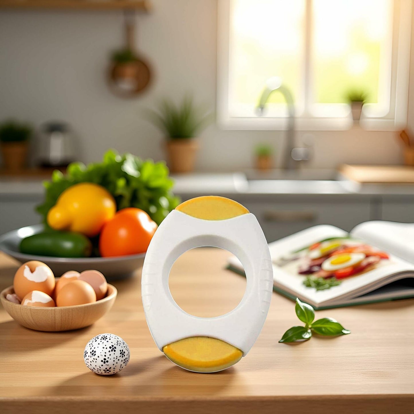 Juroicessry Yellow Egg Shell Opener Cutter Kitchen Tool Acacia Wood