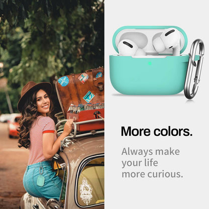 GMUDA Silicone Cover for AirPods Pro 1 & 2 with Keychain Mint Green