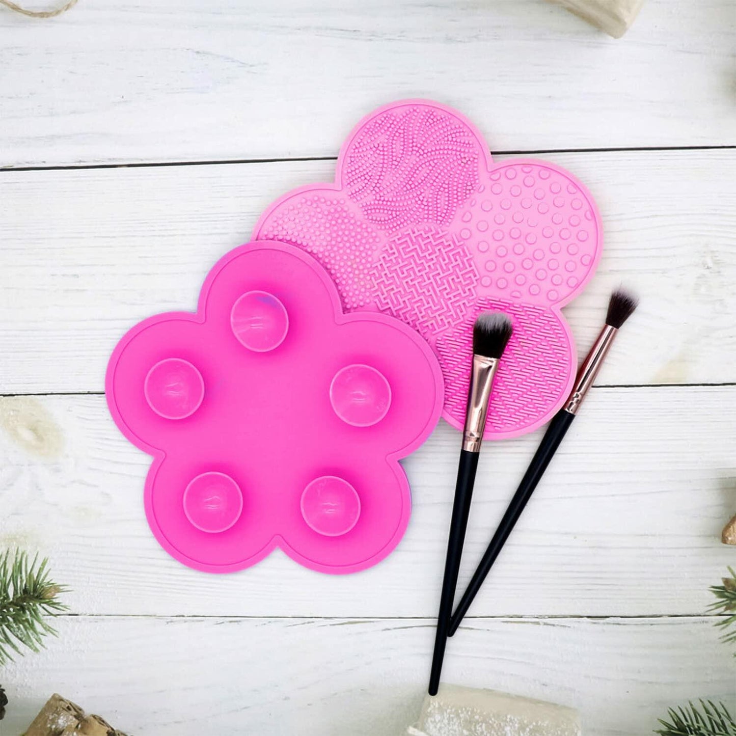 OUYFBO Makeup Brush Cleaning Pad 2 Pack Silicone Cleaner Mat w Suction