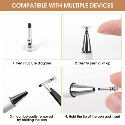 KRSABO 2-in-1 Capacitive Touch Screen Stylus Pen 2 Pack Black White Aluminum