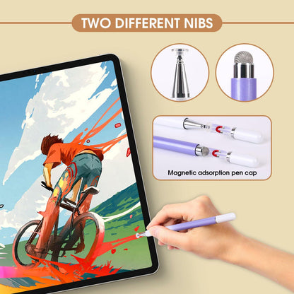 KRSABO 2-in-1 Capacitive Touch Screen Stylus Pen 2 Pack Black White Aluminum