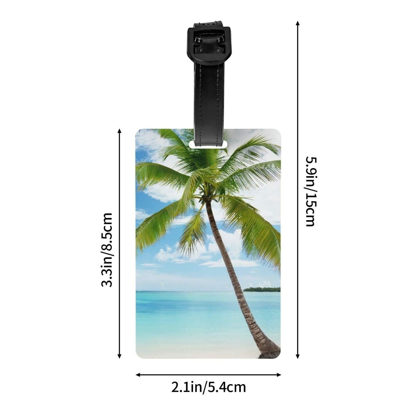 Palm Tree Luggage Tag Blue Ocean Travel Bag ID Tag Adjustable Strap