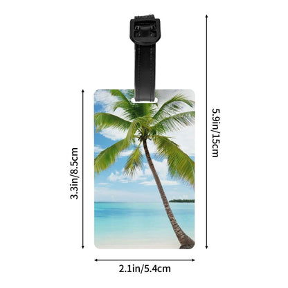 Palm Tree Luggage Tag Blue Ocean Travel Bag ID Tag Adjustable Strap