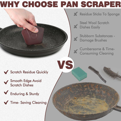 Pan Scraper Pot Scraper Plastic for Cast Iron Cookware 6 Pcs Brown