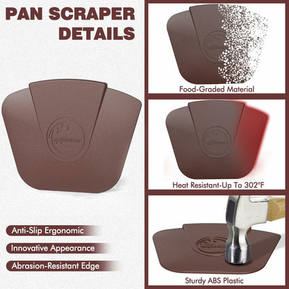 Pan Scraper Pot Scraper Plastic for Cast Iron Cookware 6 Pcs Brown