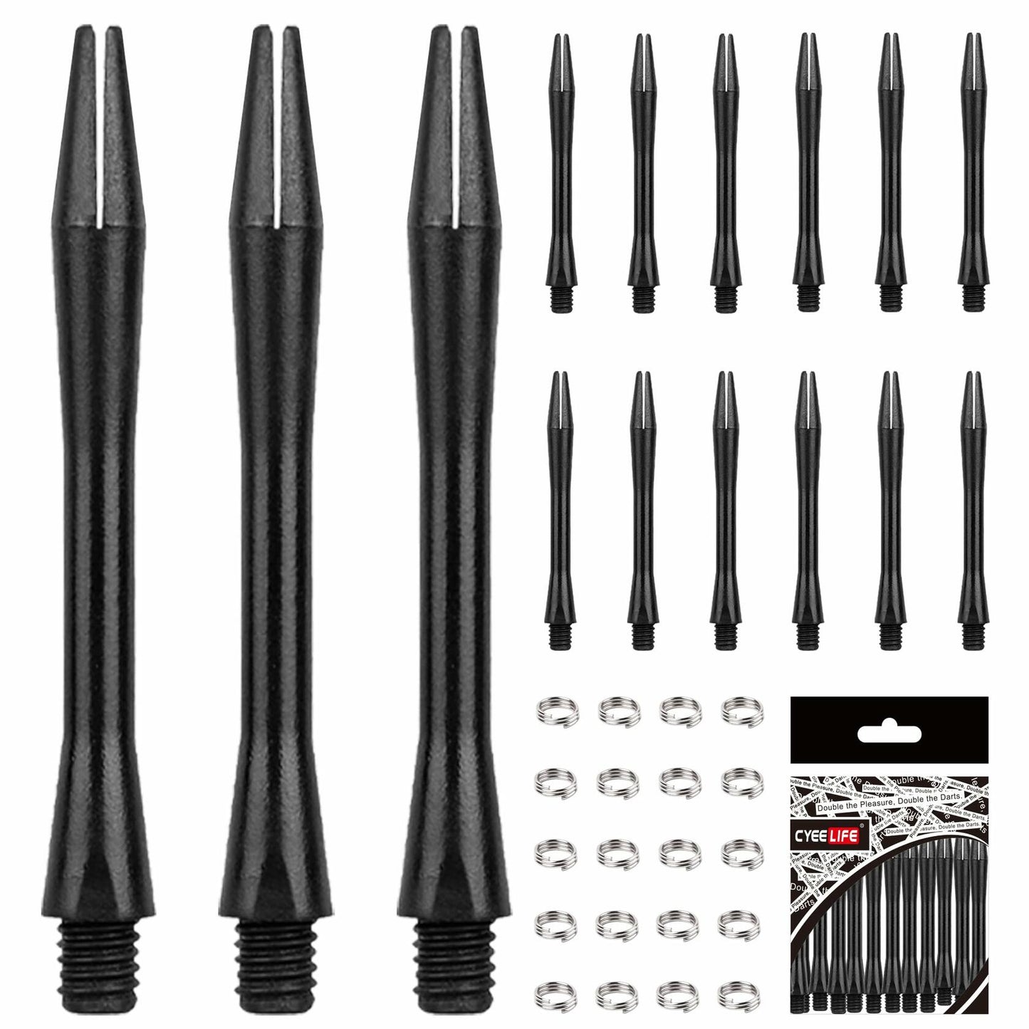CyeeLife Dart Shafts 15 Pack with O Rings Dart Accessories Black
