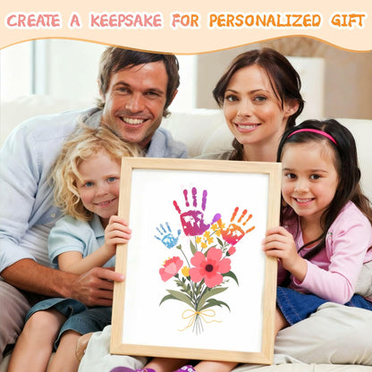 CHERRY CHEERS Flower Bouquet Handprint Art Kit 3 Sheets 6 Colors White Canvas
