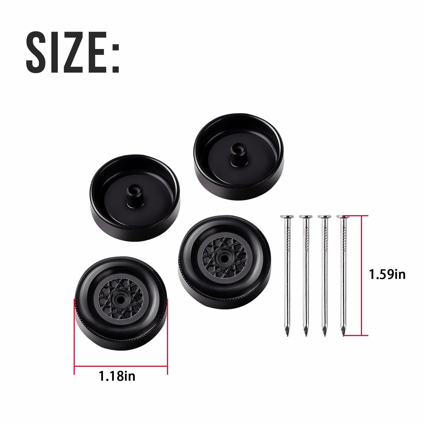 SeDeplacer Polished Axles & Prepped Wheels Kit 4Pcs Axles 4Pcs Wheels