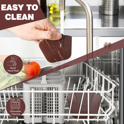 Pan Scraper Pot Scraper Plastic for Cast Iron Cookware 6 Pcs Brown