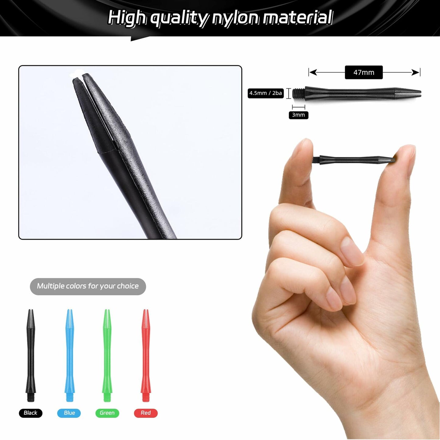 CyeeLife Dart Shafts 15 Pack with O Rings Dart Accessories Black
