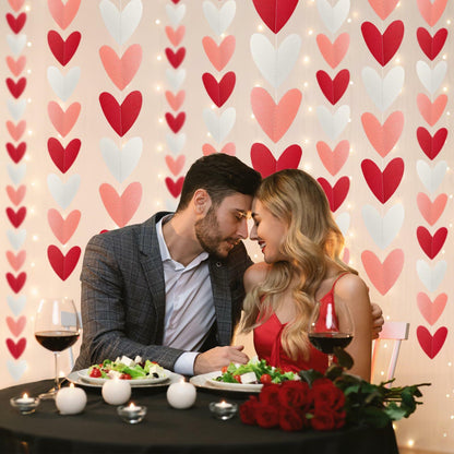 Heliltd Heart Garland 39ft Pink Red White Paper Banner Party Decor