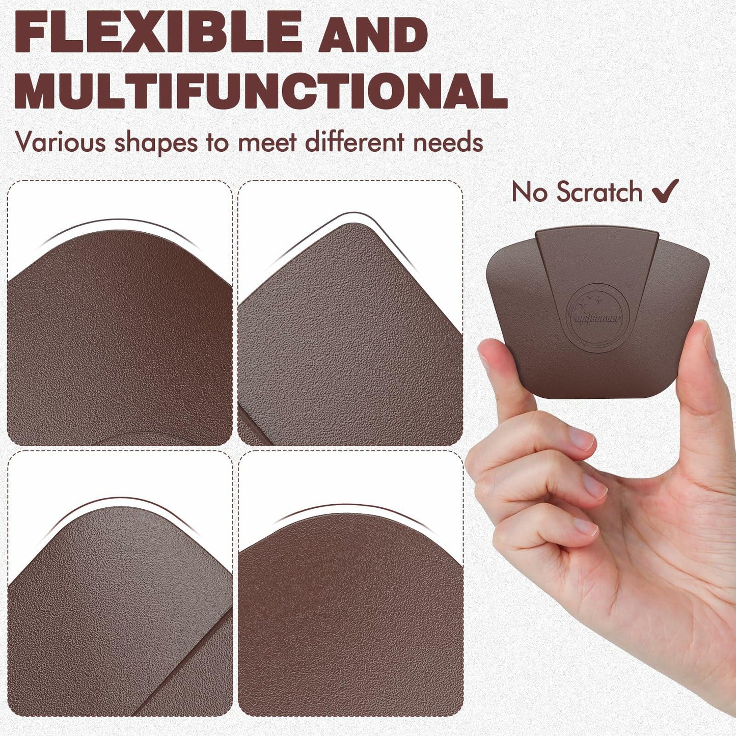 Pan Scraper Pot Scraper Plastic for Cast Iron Cookware 6 Pcs Brown