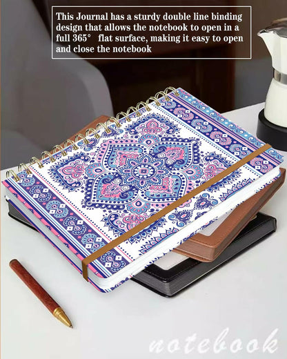 WLPFSAHF A5 Hardcover Spiral Journal Notebook Lined 120 Pages Bohemian