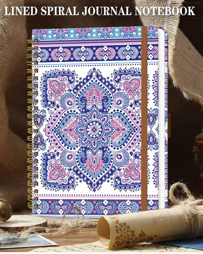 WLPFSAHF A5 Hardcover Spiral Journal Notebook Lined 120 Pages Bohemian