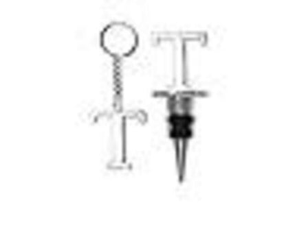 Lutong Letter Gift Set Key Ring Bottle Stopper Silver Set of 2