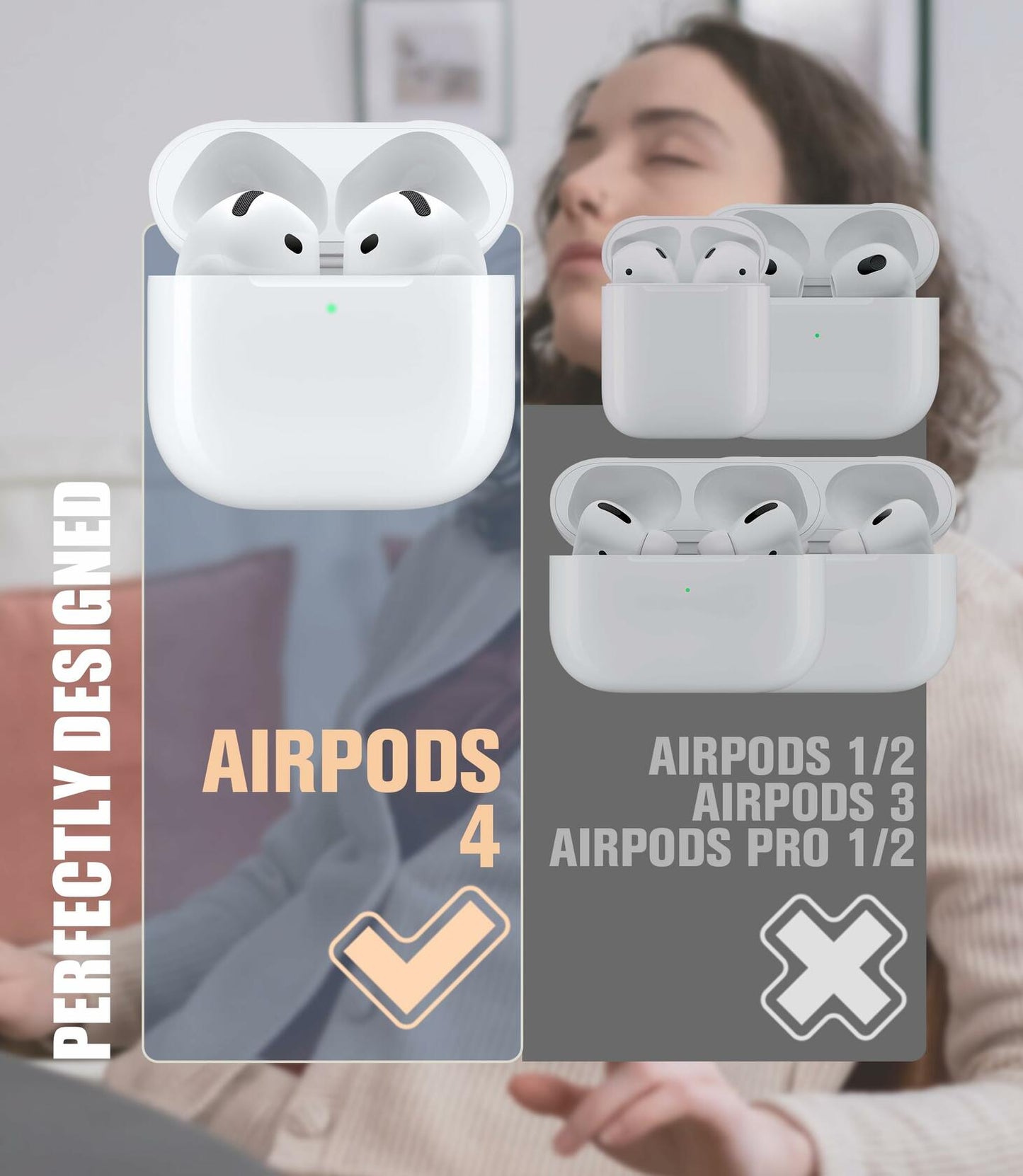 Seltureone AirPods 4 Case Soft Silicone Shockproof Keychain Pink 2024