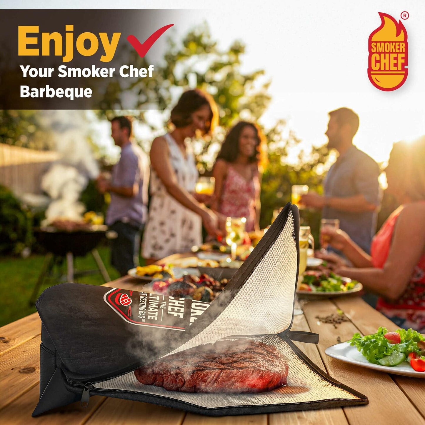 Smoker Chef Ultimate Meat Resting Bag 21" Black BBQ Blanket + 24 Butcher Sheets