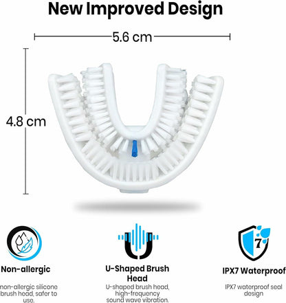 VWHITE U Shaped Replacement Head Ultrasonic Toothbrush White Adult Soft Silicone