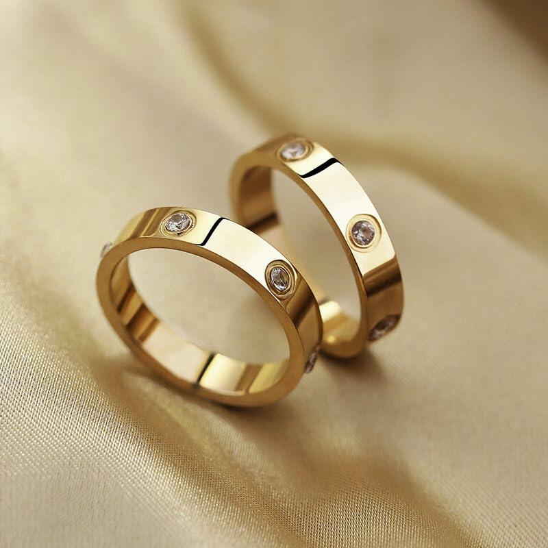YNAAIAA 18K Gold Stainless Steel CZ Promise Ring for Women Size 9