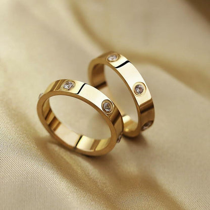 YNAAIAA 18K Gold Stainless Steel CZ Promise Ring for Women Size 9