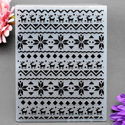 DDOUJOY Snowflake Deer Christmas Plastic Embossing Folder for Card Making