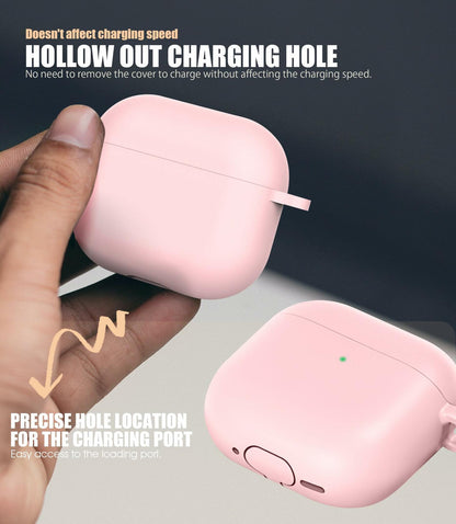 Seltureone AirPods 4 Case Soft Silicone Shockproof Keychain Pink 2024