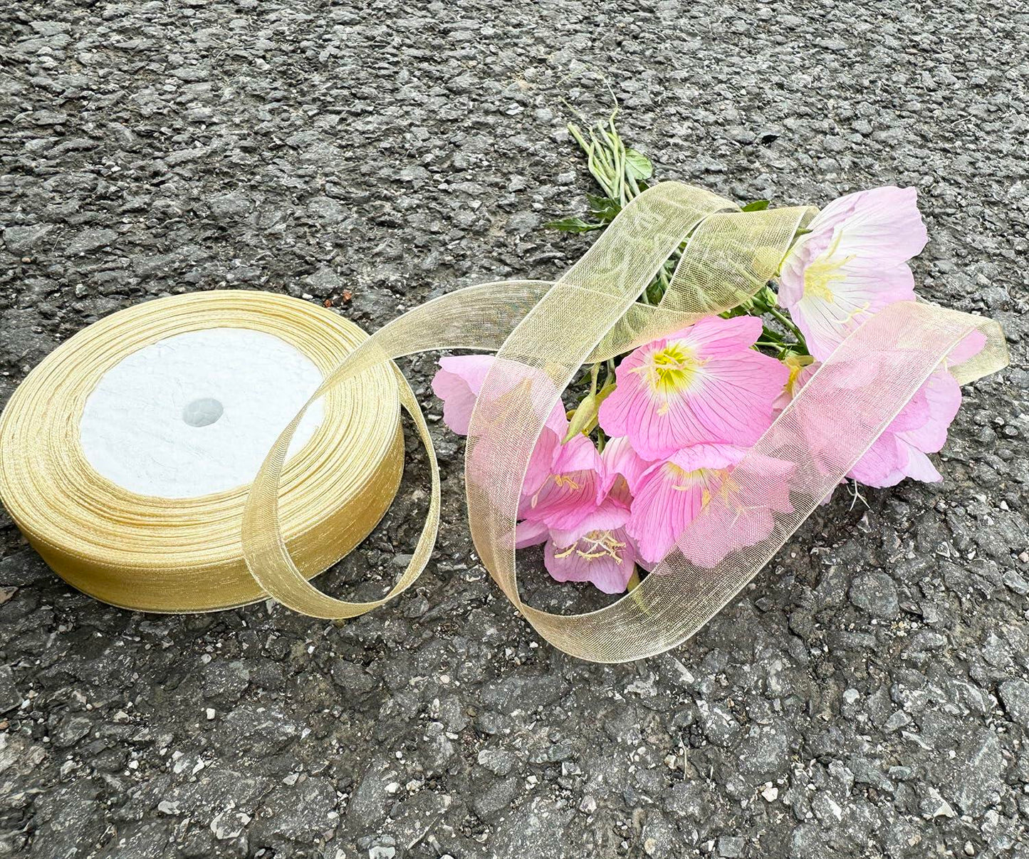BEAUTOPE Sheer Organza Chiffon Ribbon 1in x 100yd White Polyester