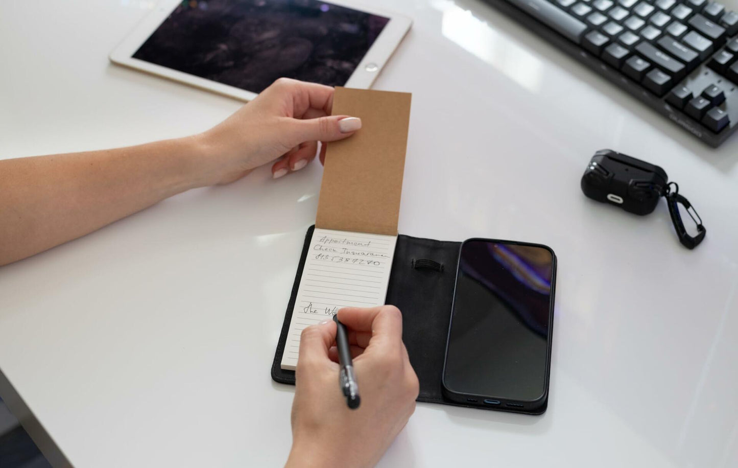 MOJO-HOME Notepad Wallet Phone Case w Pen for iPhone 13 Pro Black