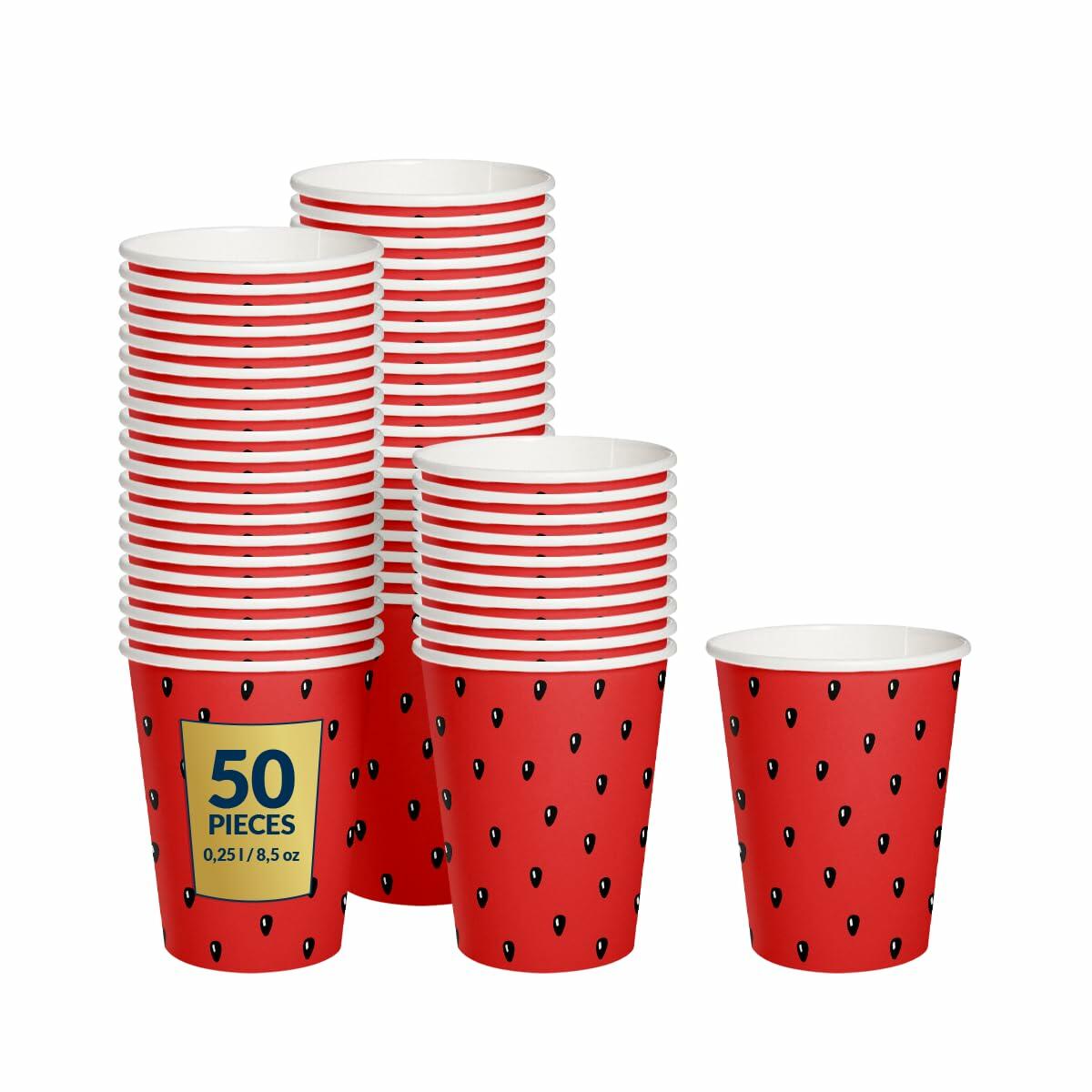 PAW Decor Collection Disposable Paper Cups 8.5oz 50-Pack Watermelon Theme