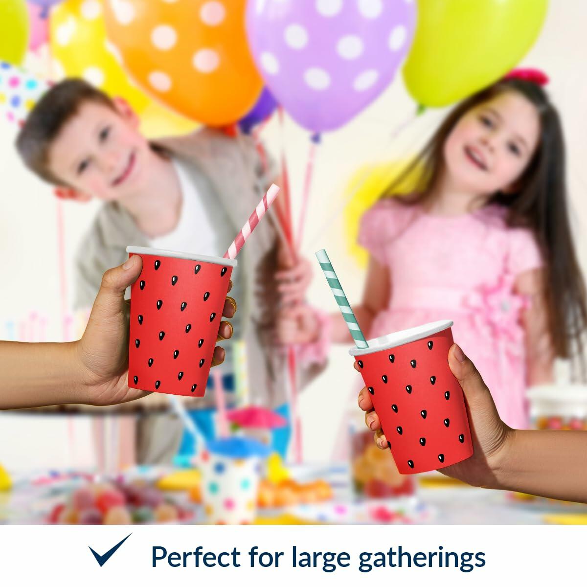 PAW Decor Collection Disposable Paper Cups 8.5oz 50-Pack Watermelon Theme