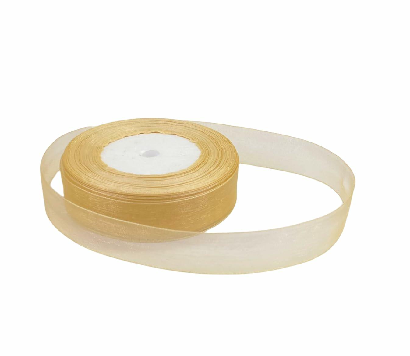 BEAUTOPE Sheer Organza Chiffon Ribbon 1in x 100yd White Polyester