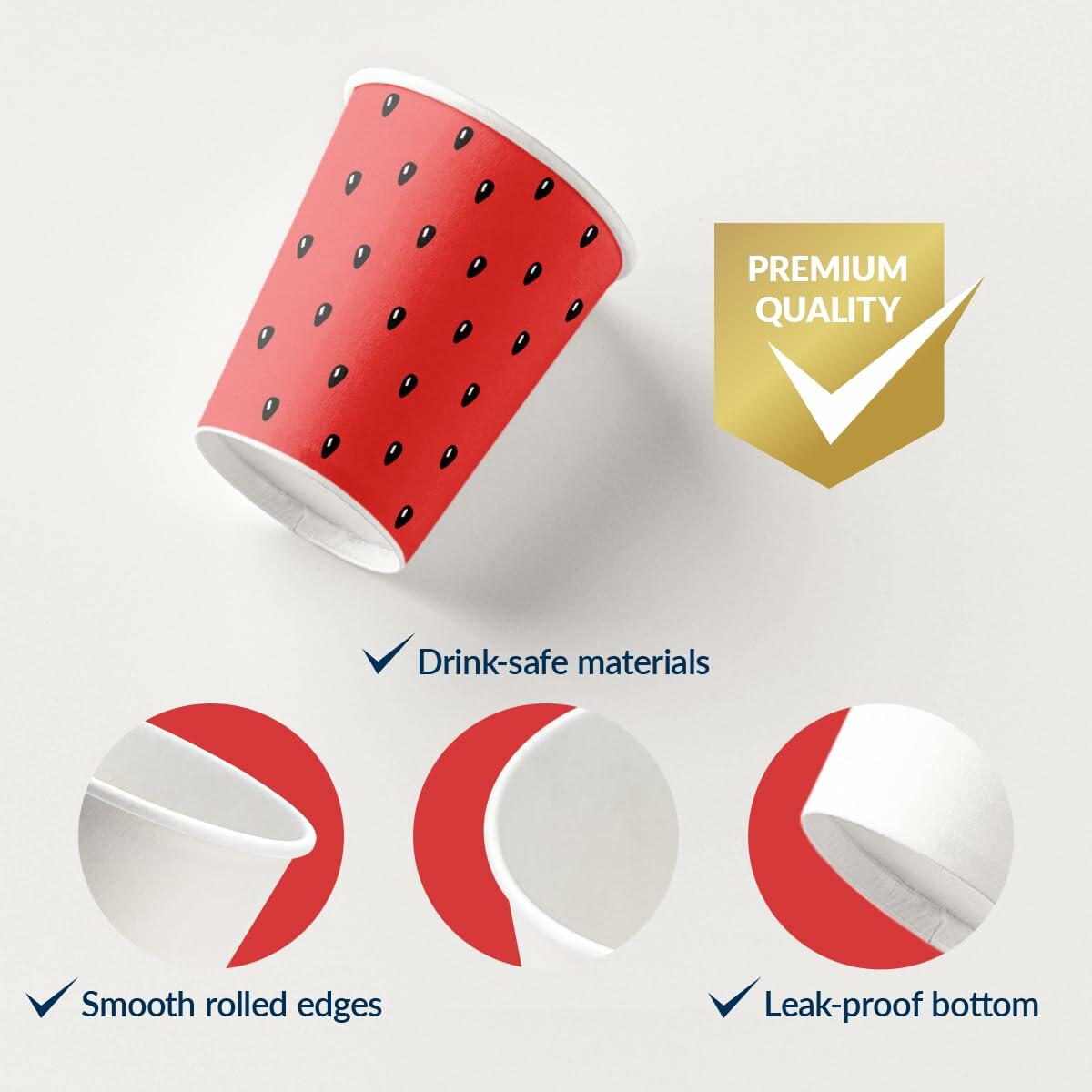 PAW Decor Collection Disposable Paper Cups 8.5oz 50-Pack Watermelon Theme