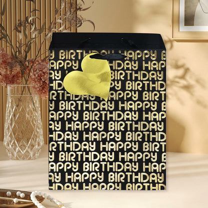 suosicn 8 Pack Black Embossed Metallic Polka Dot Paper Gift Bags with Handles