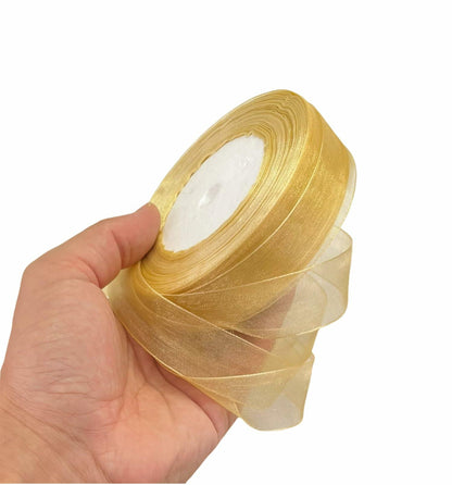 BEAUTOPE Sheer Organza Chiffon Ribbon 1in x 100yd White Polyester