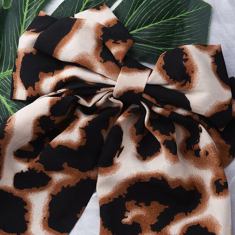 Sdopbinbin Leopard Hair Bow Clip Large Long Tail Barrette Women Girls