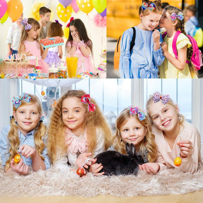 Eyegla Girls 5 Inch Grosgrain Ribbon Hair Bows Clips Pack of 12 Rainbow