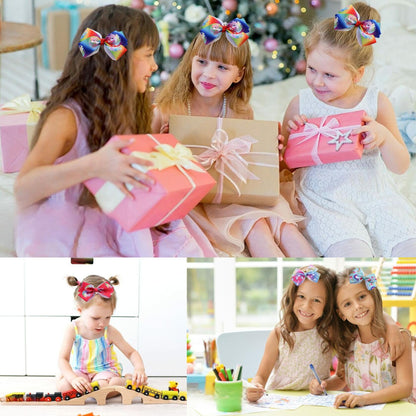 Eyegla Girls 5 Inch Grosgrain Ribbon Hair Bows Clips Pack of 12 Rainbow