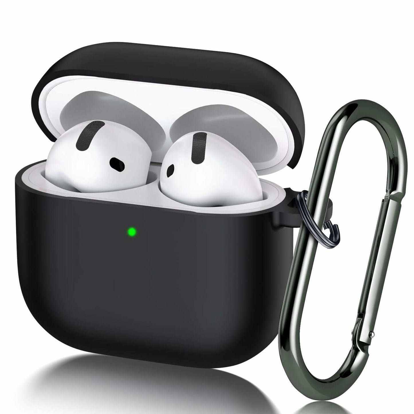Seltureone AirPods 4 Case Soft Silicone Shockproof w/ Keychain Black