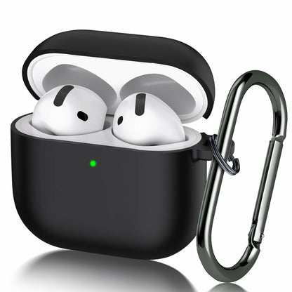 Seltureone AirPods 4 Case Soft Silicone Shockproof w/ Keychain Black