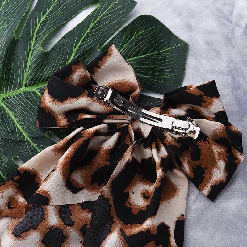 Sdopbinbin Leopard Hair Bow Clip Large Long Tail Barrette Women Girls