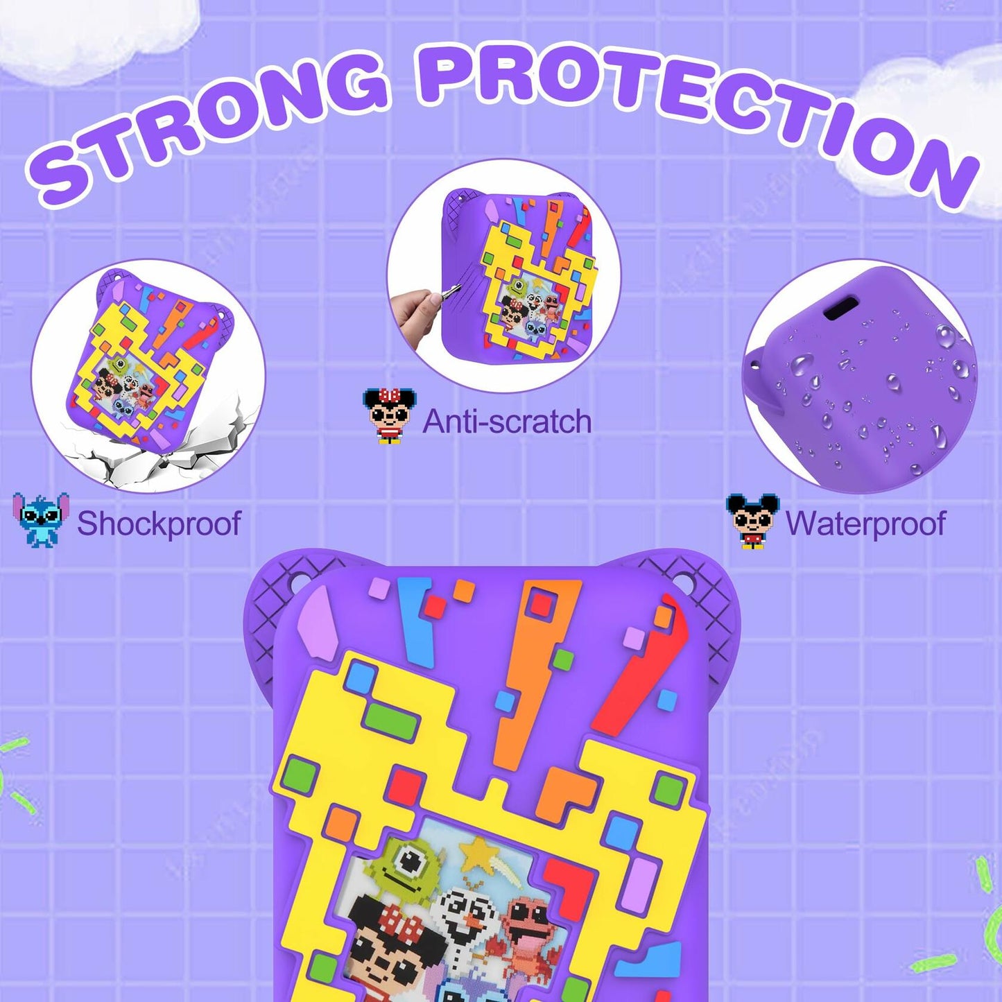 SKRVGOJFG Bitzee Disney Silicone Protective Case Purple with Lanyard