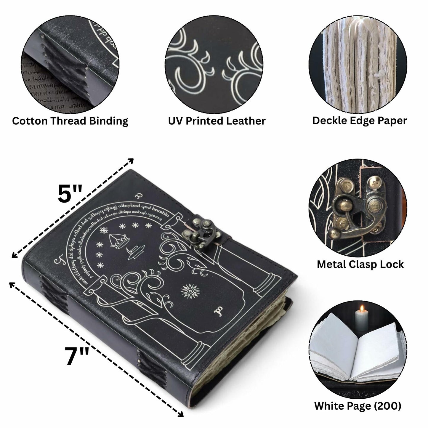 EHH Celtic Cross Leather Journal Hardcover Spell Book Vintage Diary Black