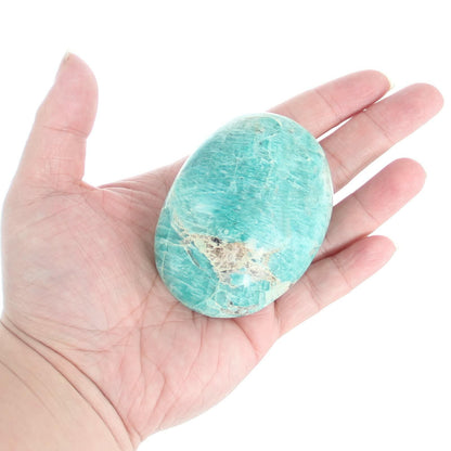 Orientrea Amazonite Palm Stone Smooth Pocket Healing Crystal 1 Pc