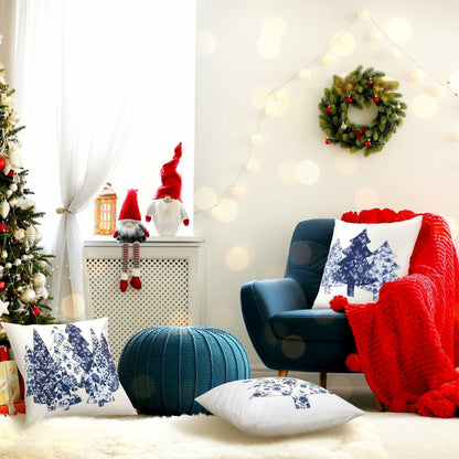Mixweer Chinoiserie Christmas Tree Throw Pillow Covers 18x18 Blue 4 Pc