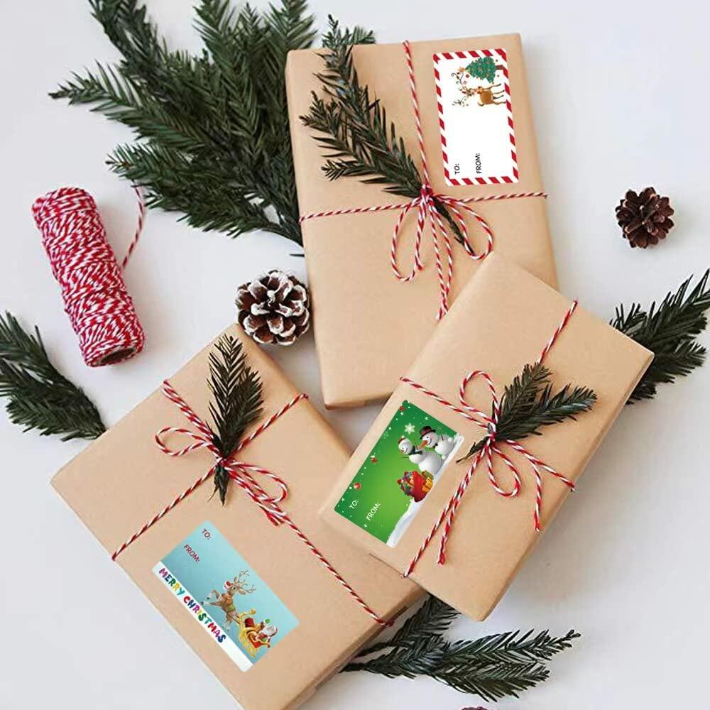 Taeekiy Christmas Gift Tag Stickers 300 Pcs Kraft Self Adhesive 2x3